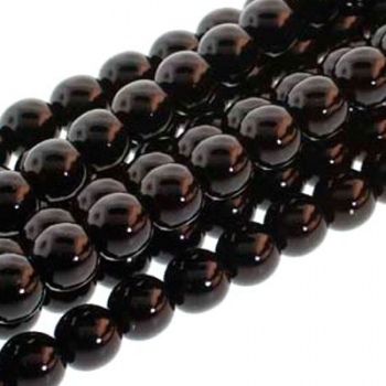 Perla Cerata Vetro Tondo Liscio Black 10mm (Filo 50 pz )