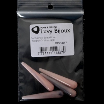 Goccia Plexi Rosa Melange Striata 7x38mm