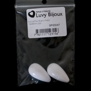 Goccia Plexi Bianco Perla 14x26mm