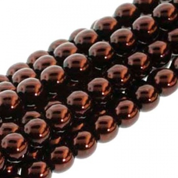 Perla Cerata Vetro Tondo Liscio Bronze 6mm (Filo 75 PZ)