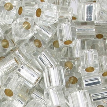 Perline Cubi Miyuki 4mm Square Silver Lined Crystal