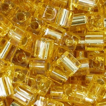 Perline Cubi Miyuki 4mm Square Silver Lined Gold