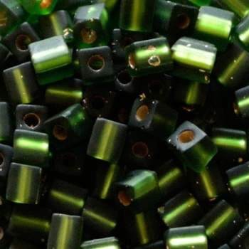 Perline Cubi Miyuki 4mm Square Silver Lined Matte Olivine
