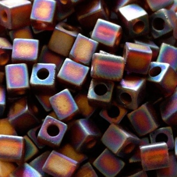 perline Cubi Miyuki 4mm Square Transparent Rainbow Dark
