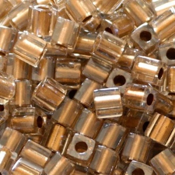 Perline Cubi Miyuki 4mm Square Color Lined Metallic Gold