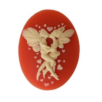 Cammeo Resina Innamorati Ivory And Corniola 40x30mm