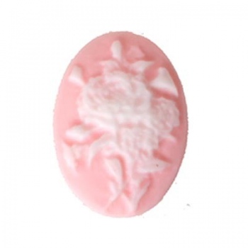 Cammeo Resina Fiore White And Pink 25x18mm