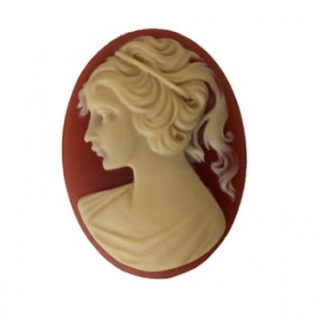 Cammeo Resina Donna White And Corniola DX 40x30mm