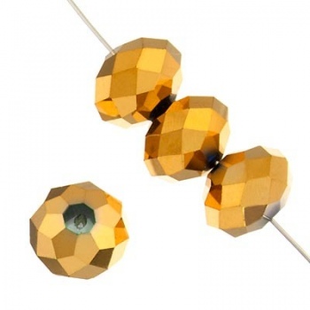 Rondella Cinese Glass 8x6mm Metallic Gold