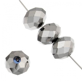 Rondella Cinese Glass 8x6mm Metallic Silver