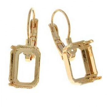 Orecchini Con Castone Swarovski 4610 Dorato Lucido 14x10mm