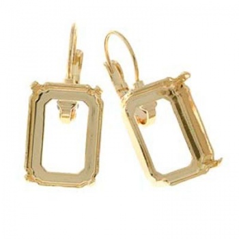 Orecchini Con Castone Swarovski 4610 Dorato Lucido 18x13mm