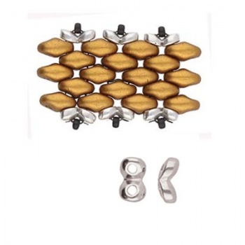 Kaparia-Terminale Per perline Superduo-Argentato Anticato 5x2mm
