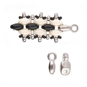 Vourkoti-Terminale Per Perline Superduo-Argentato Anticato 8x4mm