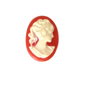 Cammeo Resina Donna White And Red SX 14x10mm