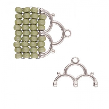 Lakos-Terminale Per Perline Rocailles 8/0-Argentato Anticato 18x12mm