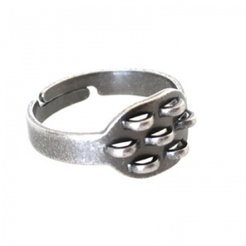 Anello Con Sette Anellini Regolabile Argentato Anticato