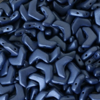 Perline Chevron Duo Metallic Suede Blue 10x4mm