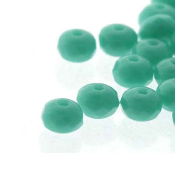 Fire Polish Donut Turquoise Green 7x4mm