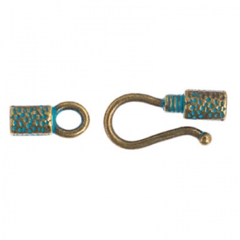 Chiusura Con Terminale a Gancio In Metallo con Patina Turchese 27mm