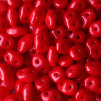 Superduo 2.5x5mm Opaque Coral Red