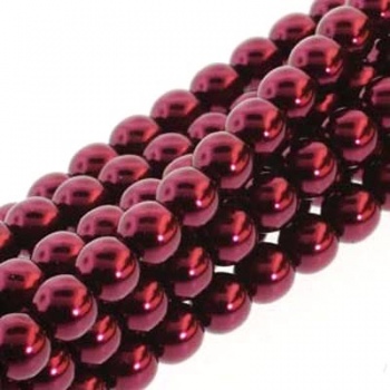 Perla Cerata Vetro Tondo Liscia Burgundy 4mm (Filo 75pz)