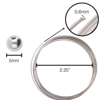 Bracciale Armonico Argentato 5,7cm Filo 0,6mm-8 finali-Diametro5mm(12Giri)