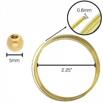 Bracciale Armonico Dorato 5,7cm Filo 0,6mm-8 finali-Diametro 5mm(12Giri)