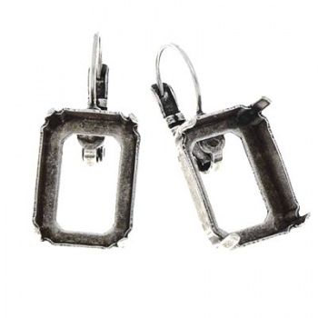 Orecchini Con Castone 14x10mm       Argentato Anticato (2pz)