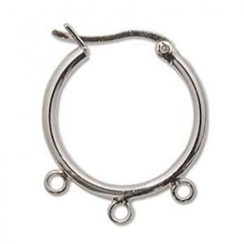 Orecchino Cerchio 3 Anelli Argentato 20mm