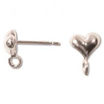 Orecchino Perno Cuore Argentato 6mm