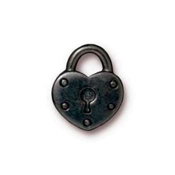Charm Lucchetto Cuore Ottone Anticato15mm