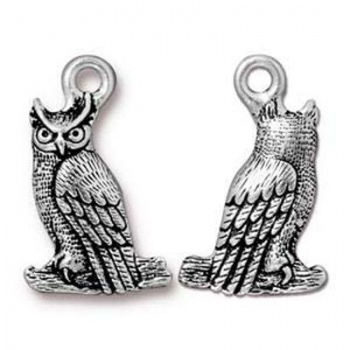 Charm Gufo Argentato Anticato 23mm