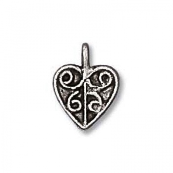 Charm Cuore Piccolo  Argentato  Anticato 10mm