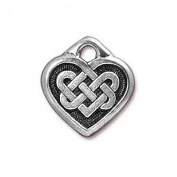 Charm Cuore Disegno Celtico Argentato Anticato14mm
