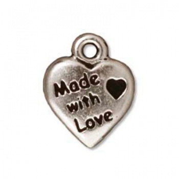 Charm Cuore Frasi Amore Argentato Anticato 12mm